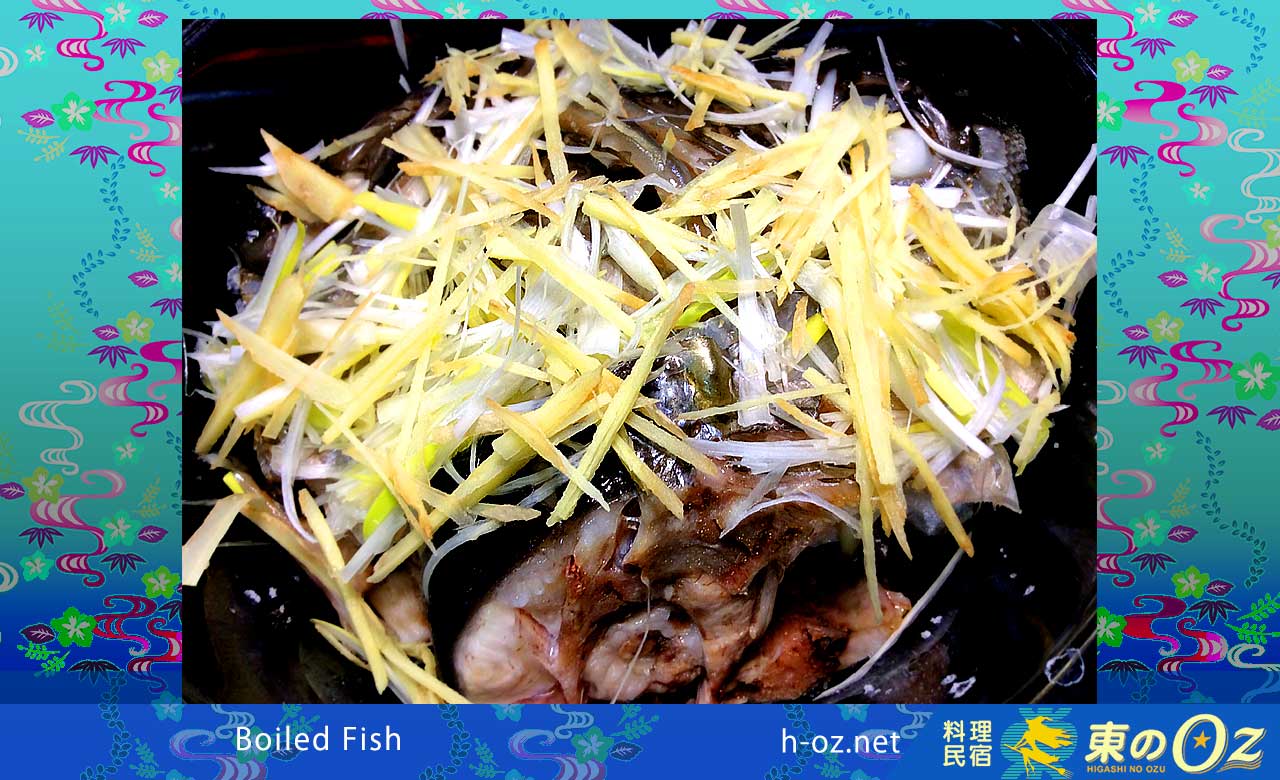 地魚の酒蒸し：Boiled fish